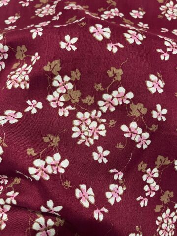 ÇİÇEK ESİNTİSİ İTHAL VİSKON KUMAŞ Bordo