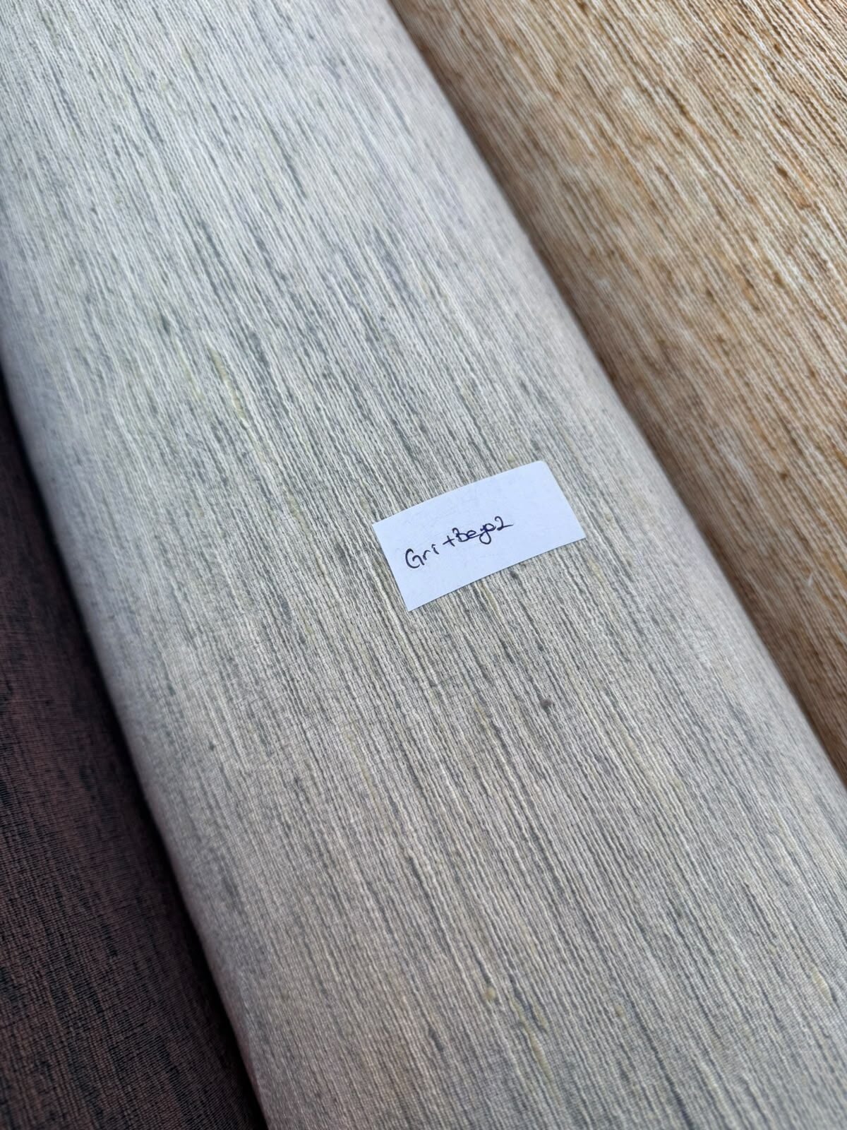 DÖŞEMELİK KETEN KUMAŞ Gri  Beyaz